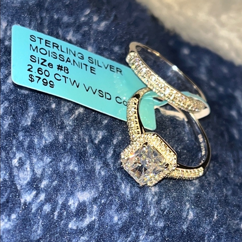 Moissanite Sterling Silver Ring Set